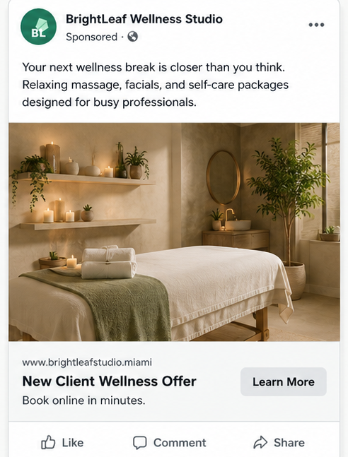 Example client sponsored post shown on Facebook