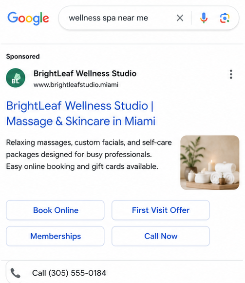 Example client search ad shown on Google